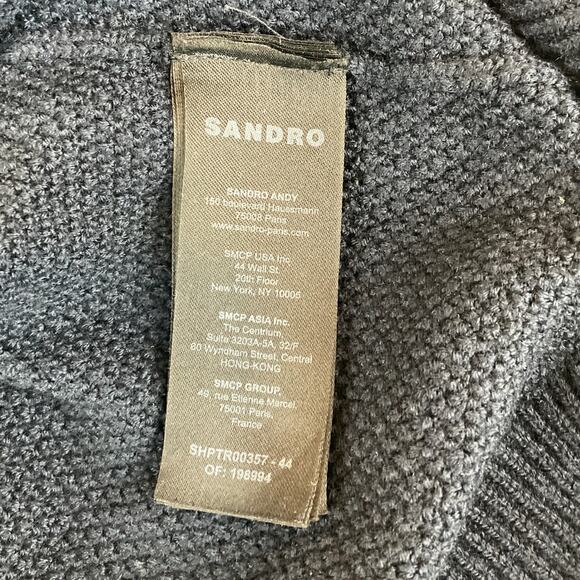 Sandro Men's Knit Cardigan Sweater, Navy Blue - Size M - Picture 5 of 7